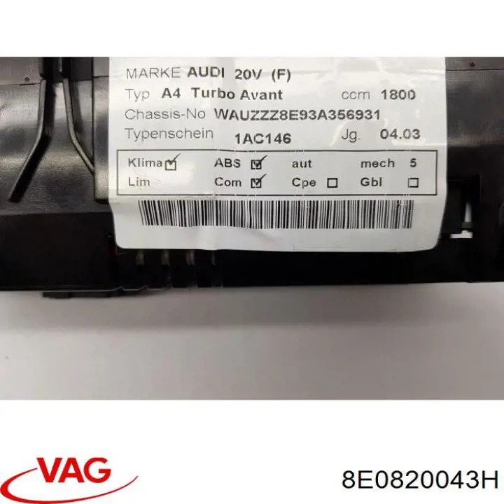 Módulo de modos de calefacción/aire acondicionado VAG 8E0820043H precio, desde 53,55 EUR
