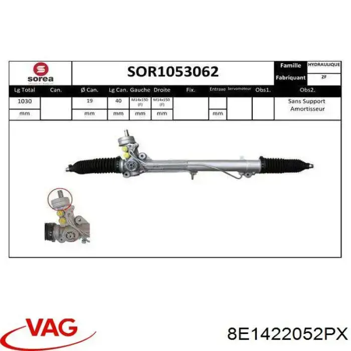 Engranaje de dirección VAG 8E1422052PX precio, desde 243,94 EUR