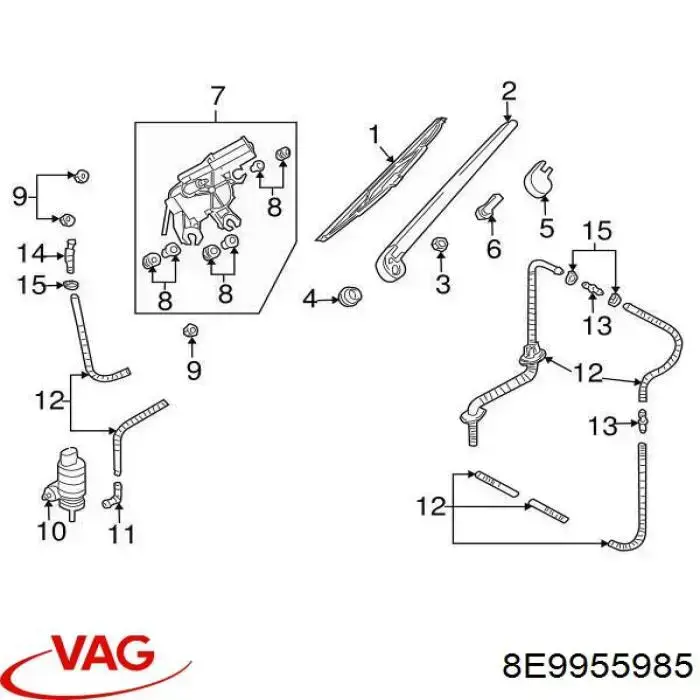 8E9955985 VAG Boquilla del lavaparabrisas trasero