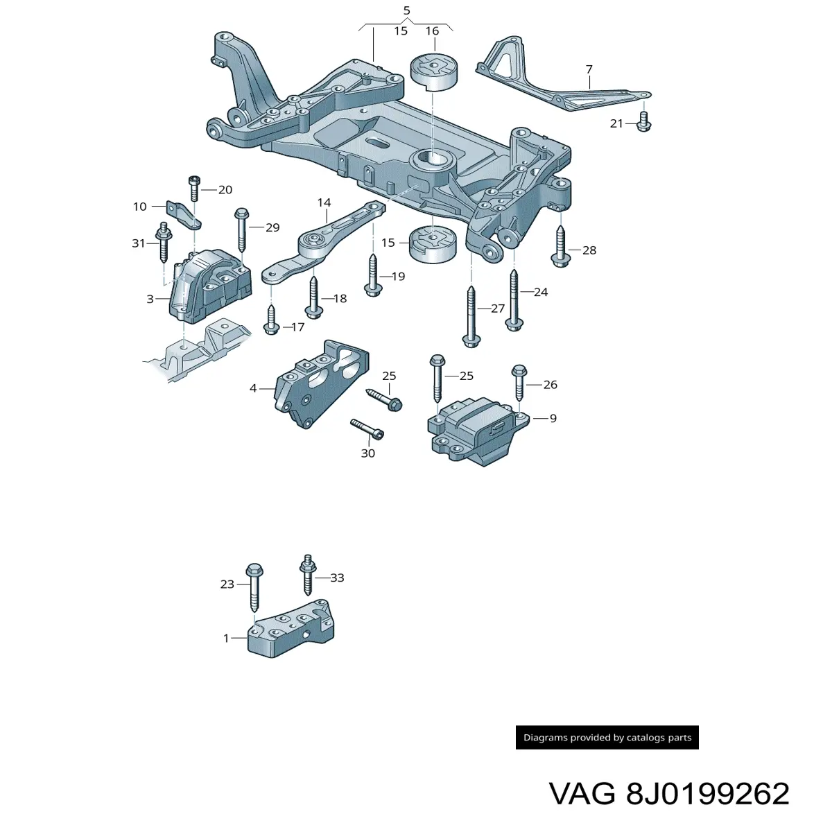 Soporte de motor derecho 8J0199262 VAG