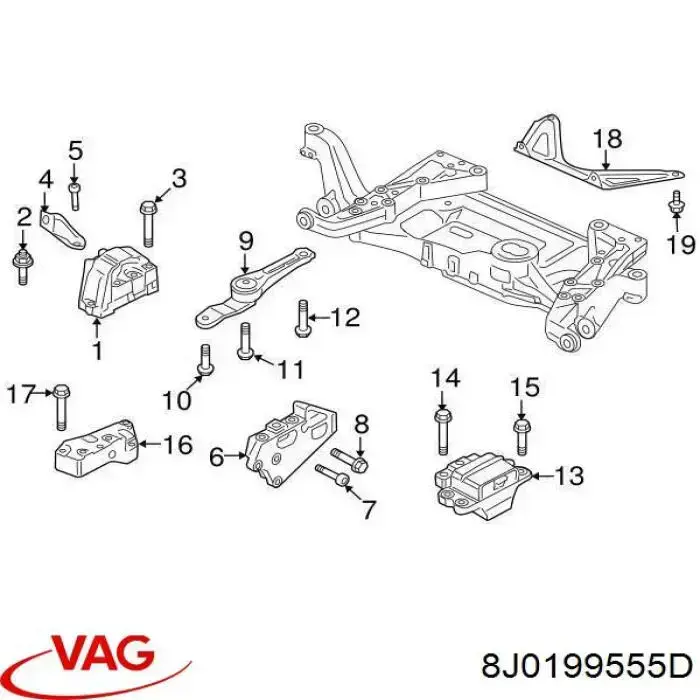 Soporte izquierdo del motor VAG 8J0199555D precio, desde 69,83 EUR