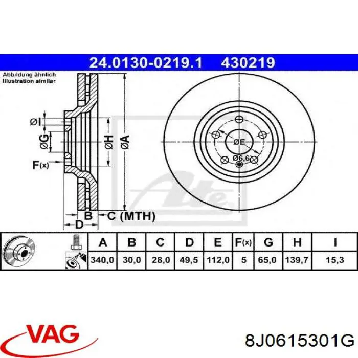 Comprar 8J0615301G VAG Freno de disco delantero