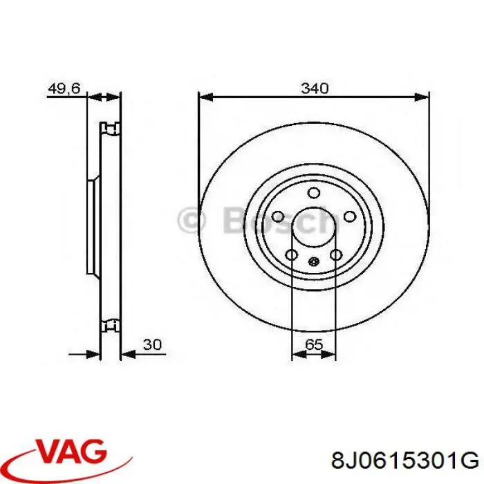 Disco de freno 8J0615301G VAG
