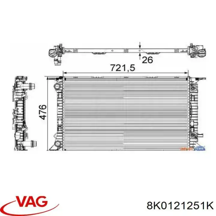 Radiador refrigeración del motor Audi Q3 8UB, 8UG
