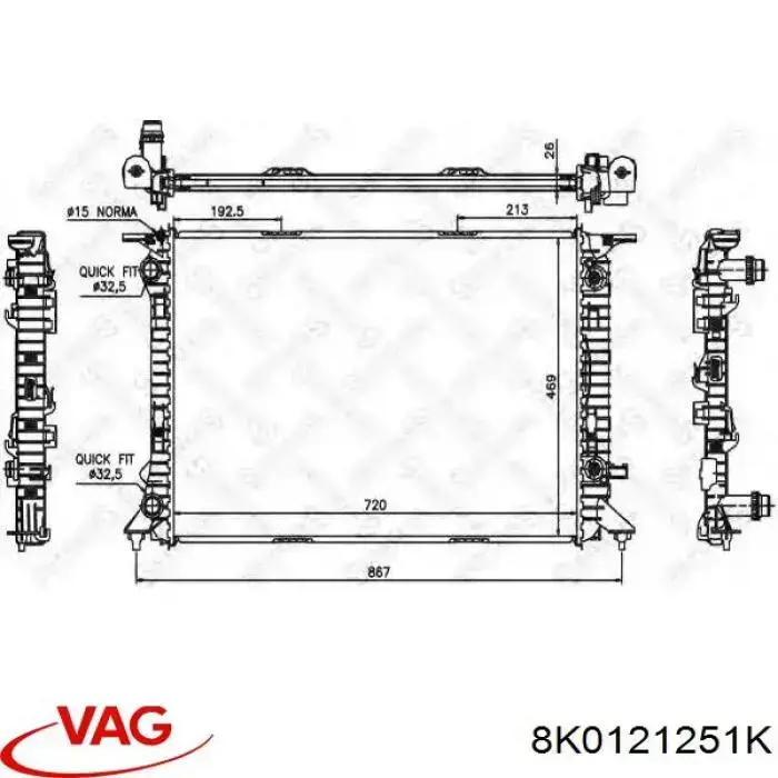 Radiador refrigeración del motor Audi Q3 8UB, 8UG