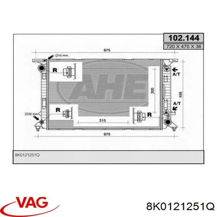 Comprar 8K0121251Q VAG Radiador de auto