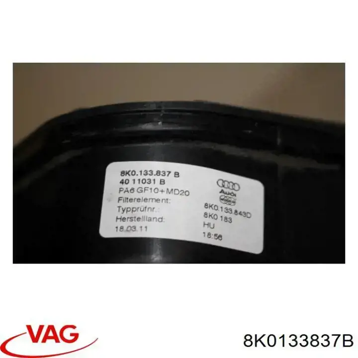 8K0133837B VAG Carcasa del filtro de aire