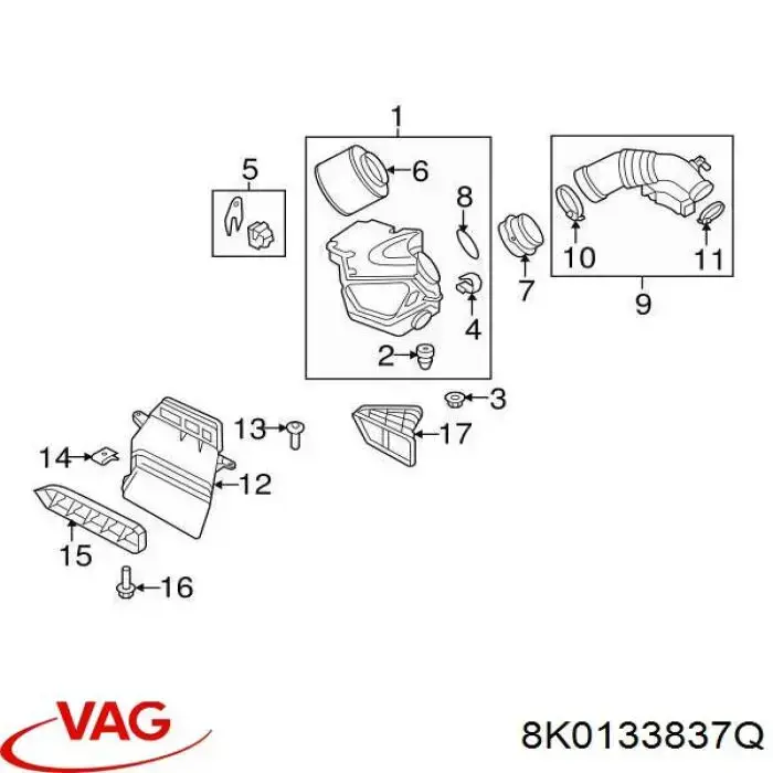 Caja del filtro de aire VAG 8K0133837Q precio, desde 257,31 EUR