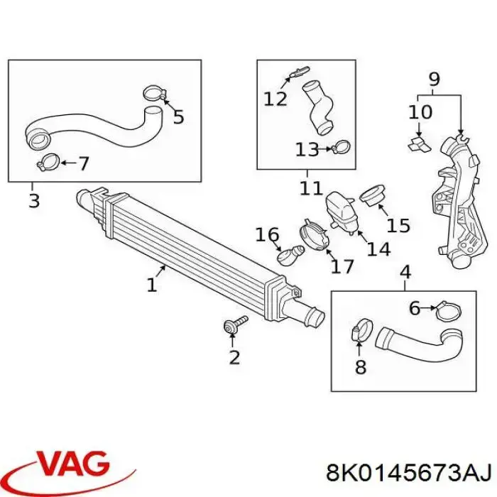 8K0145673AJ VAG tubo flexible de aire de sobrealimentación izquierdo