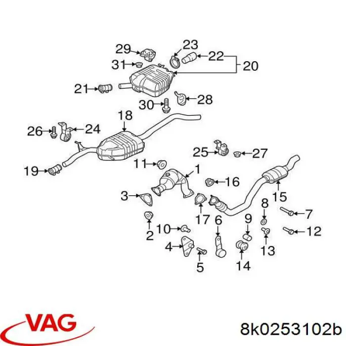 Silenciador, parte delantera VAG 8K0253102B precio, desde  