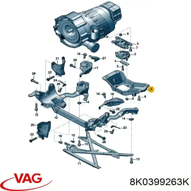 Soporte de la caja de cambios 8K0399263K VAG