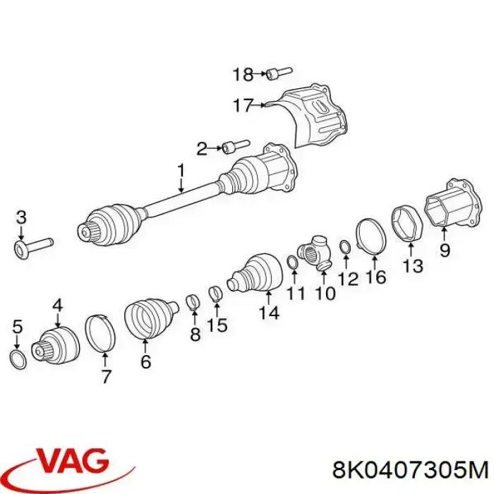 8K0407305M VAG junta homocinética exterior delantera