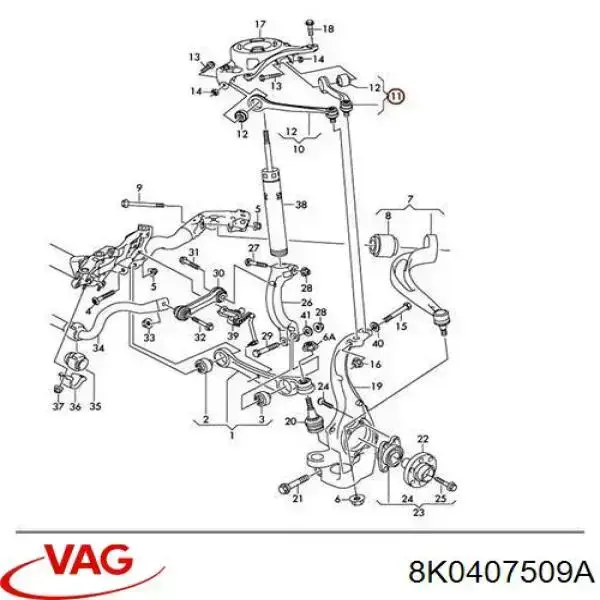 8K0407509A VAG Brazo de suspensión delantera, superior izquierda