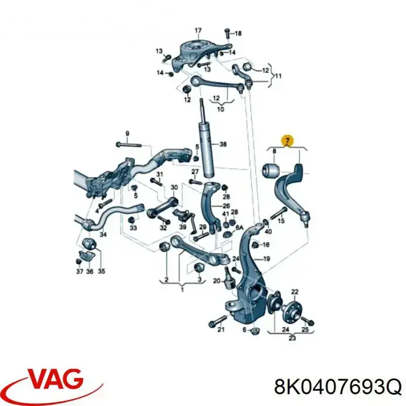 Comprar 8K0407693Q VAG Brazo inferior izquierdo de la suspensión delantera
