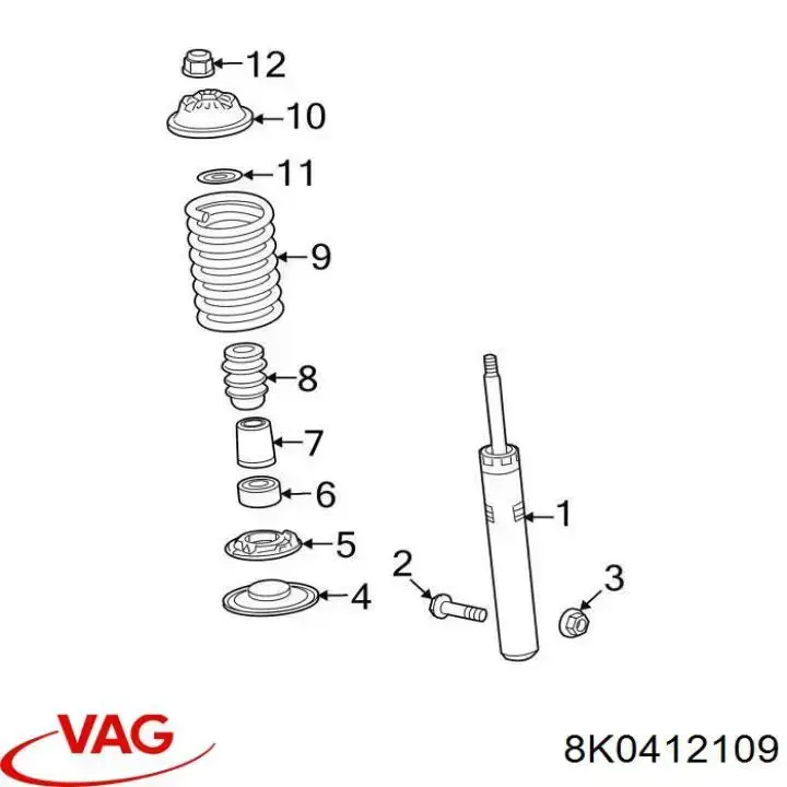 Espaciador de goma inferior del resorte delantero VAG 8K0412109 precio, desde 6,51 EUR