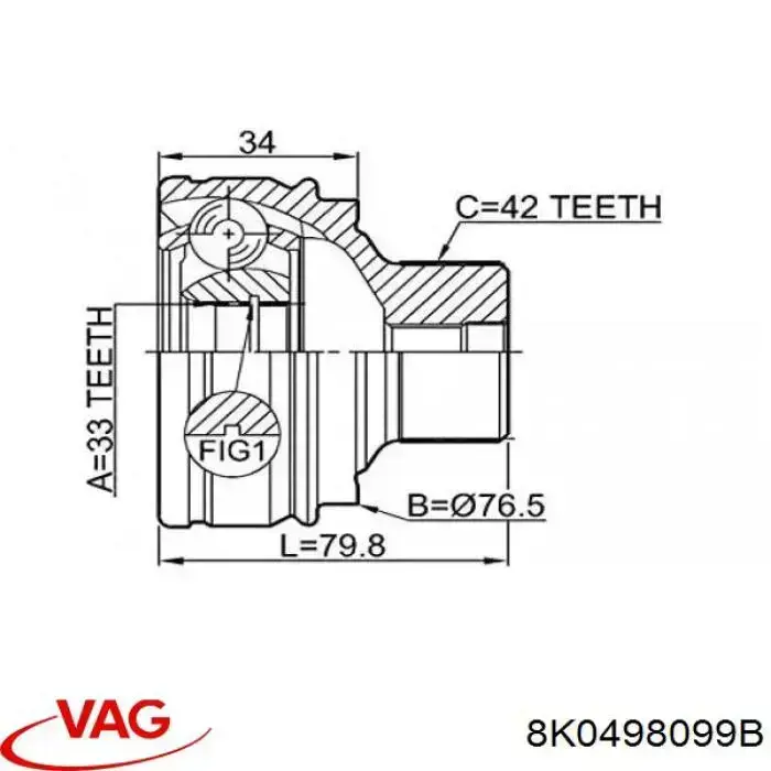Junta homocinética exterior delantera VAG 8K0498099B precio, desde 45,12 EUR