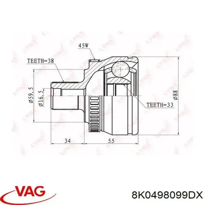 Junta homocinética exterior delantera VAG 8K0498099DX precio, desde 42,59 EUR