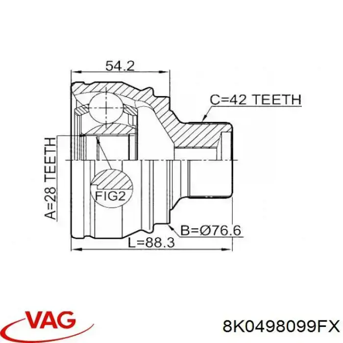 Junta homocinética exterior delantera VAG 8K0498099FX precio, desde 44,44 EUR
