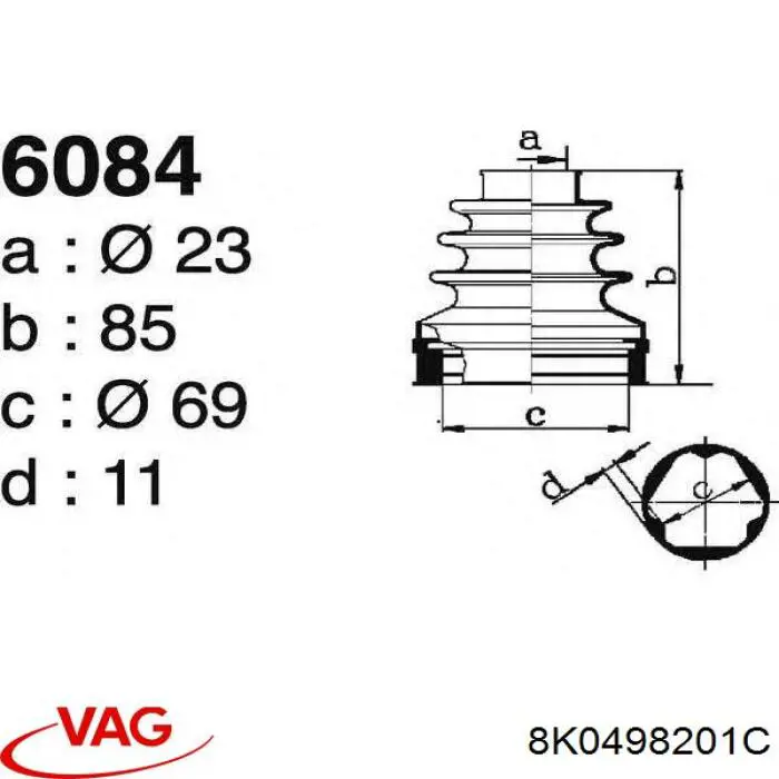 Fuelle, árbol de transmisión delantero interior Audi A4 8K2