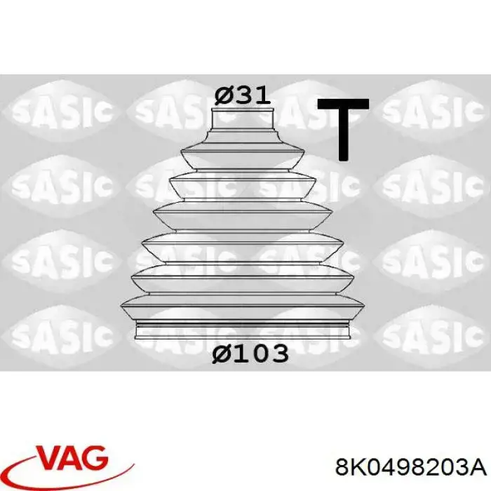 8K0498203A VAG fuelle, árbol de transmisión delantero exterior