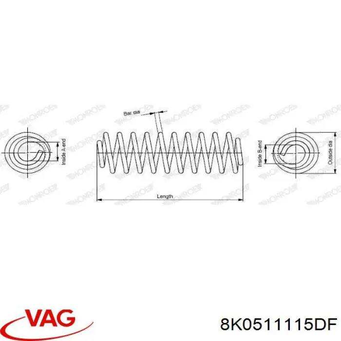 Muelle de suspensión trasero VAG 8K0511115DF precio, desde 31,21 EUR