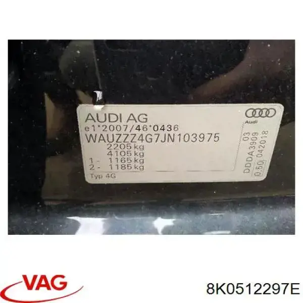 Aislador de resorte trasero inferior de goma 8K0512297E VAG