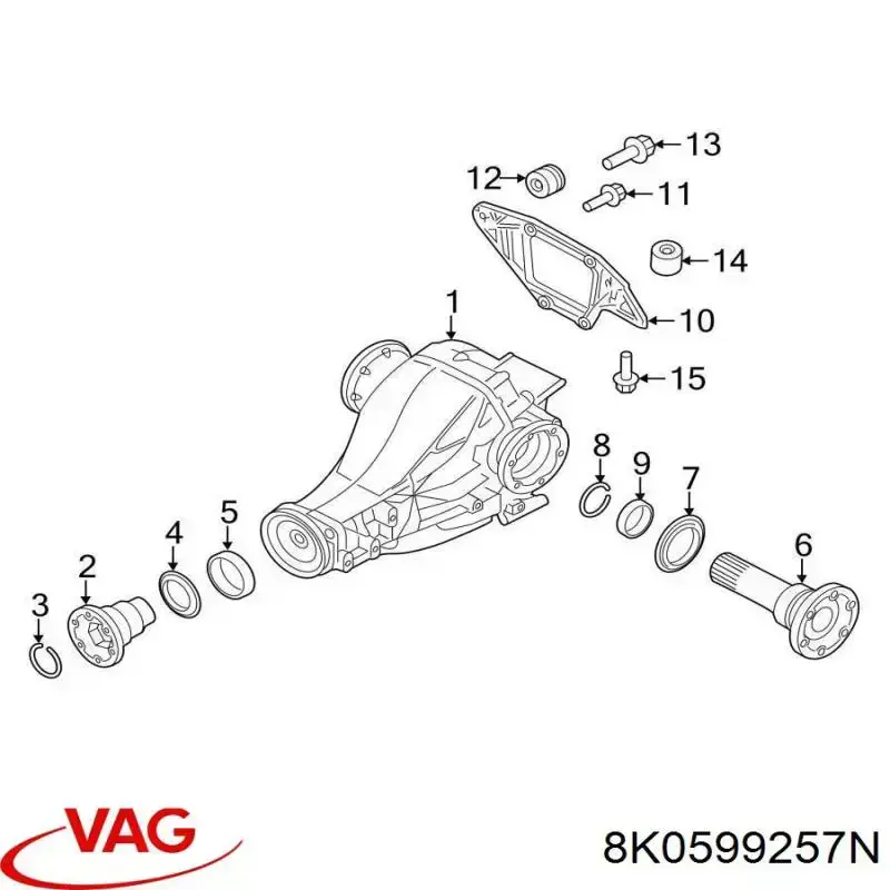 Buje de la traviesa de montaje del diferencial trasero izquierdo VAG 8K0599257N precio, desde 19,75 EUR