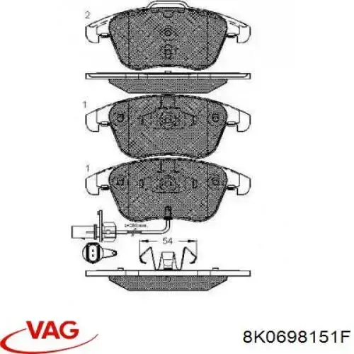 Pastillas de freno 8K0698151F VAG