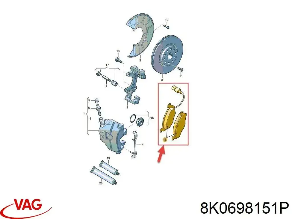 Pastillas freno delanteras VAG 8K0698151P precio, desde 38,98 EUR