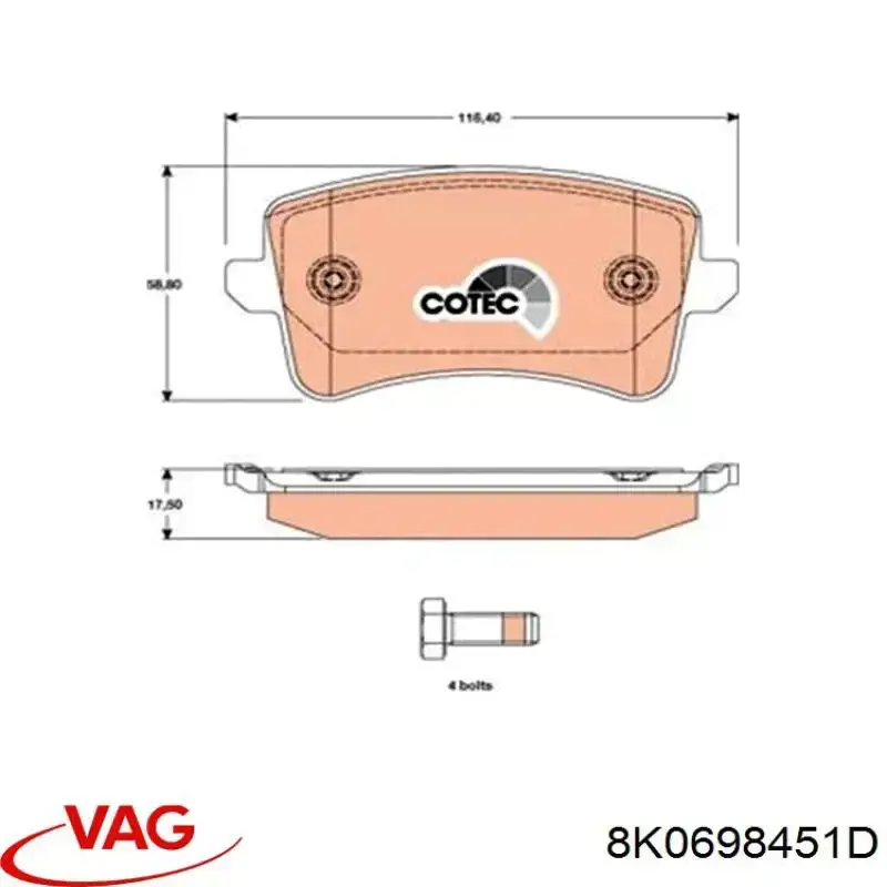 Pastillas traseras de freno VAG 8K0698451D precio, desde 35,12 EUR