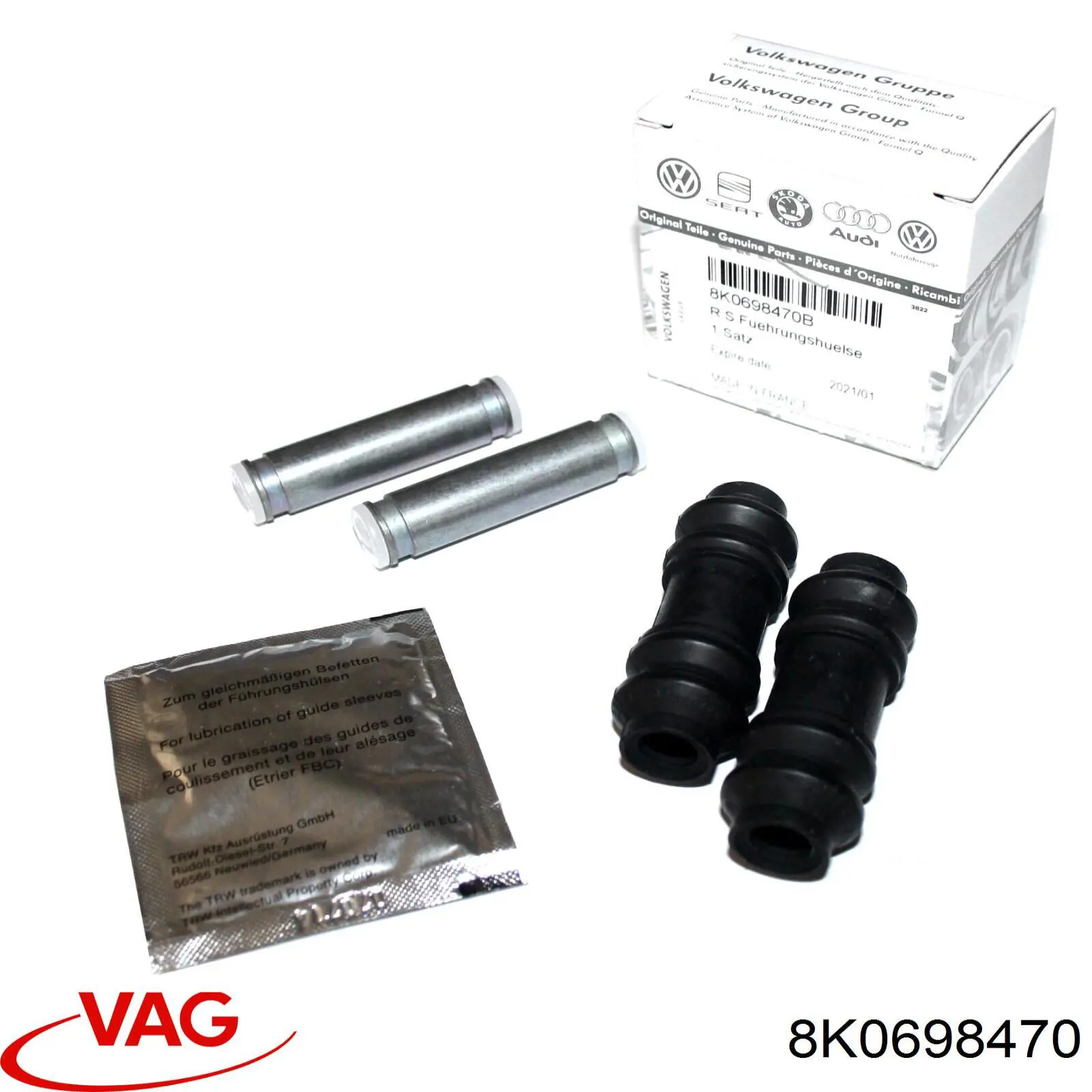 8K0698470 VAG fuelle, guía de pinza de freno trasera