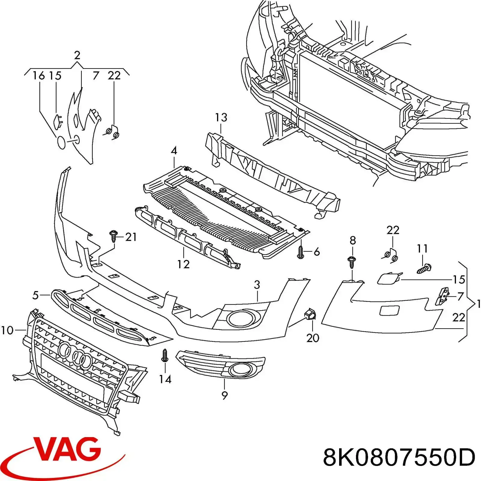 8K0807550D VAG absorbente parachoques delantero