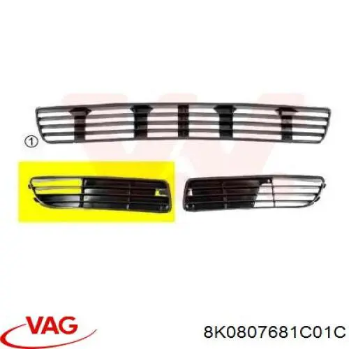 Comprar 8K0807681C01C VAG Rejilla del parachoques delantera izquierda