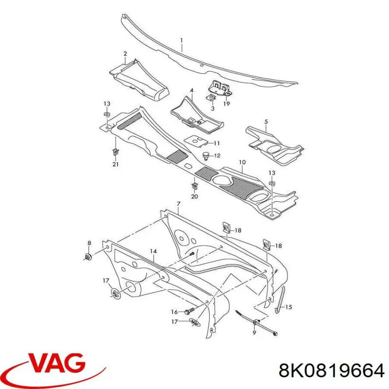 8K0819664 VAG clips de fijación de pasaruedas de aleta delantera