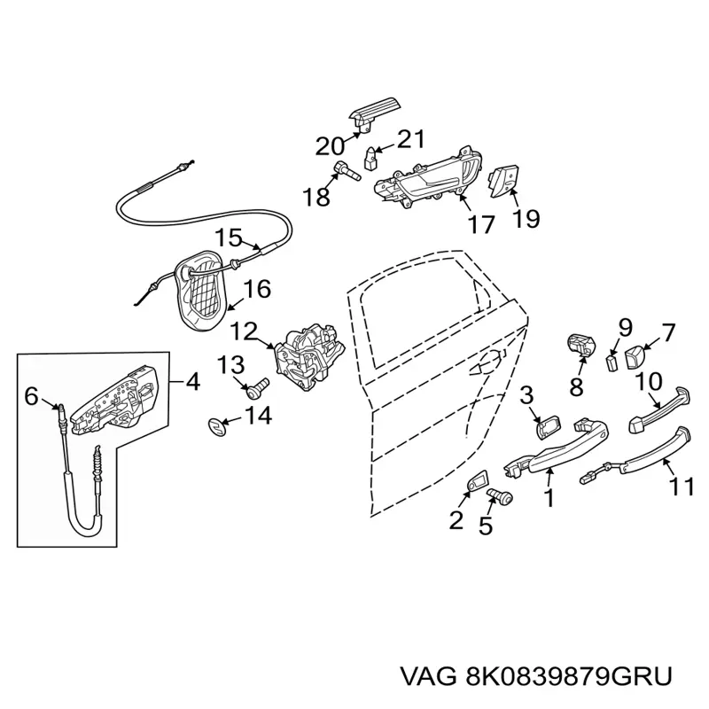 Comprar 8K0839879GRU VAG Embellecedor de la manija de puerta