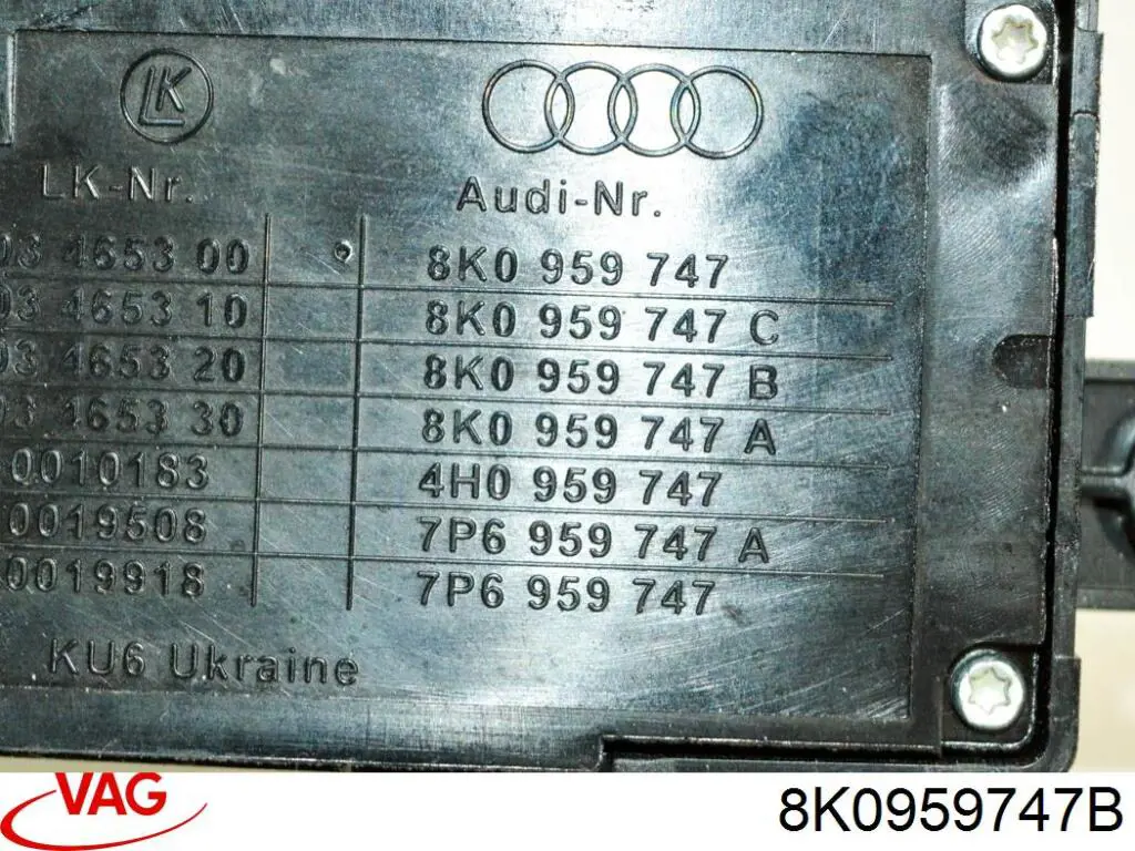 Comprar 8K0959747B VAG Bloque de botones del mecanismo de ajuste de asiento izquierdo