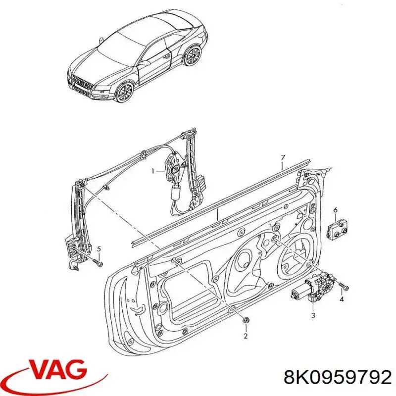 8K0959792 VAG unidad de confort de la puerta delantera