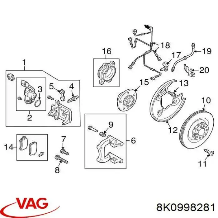 Motor del actuador de la pinza de freno trasera 8K0998281 VAG