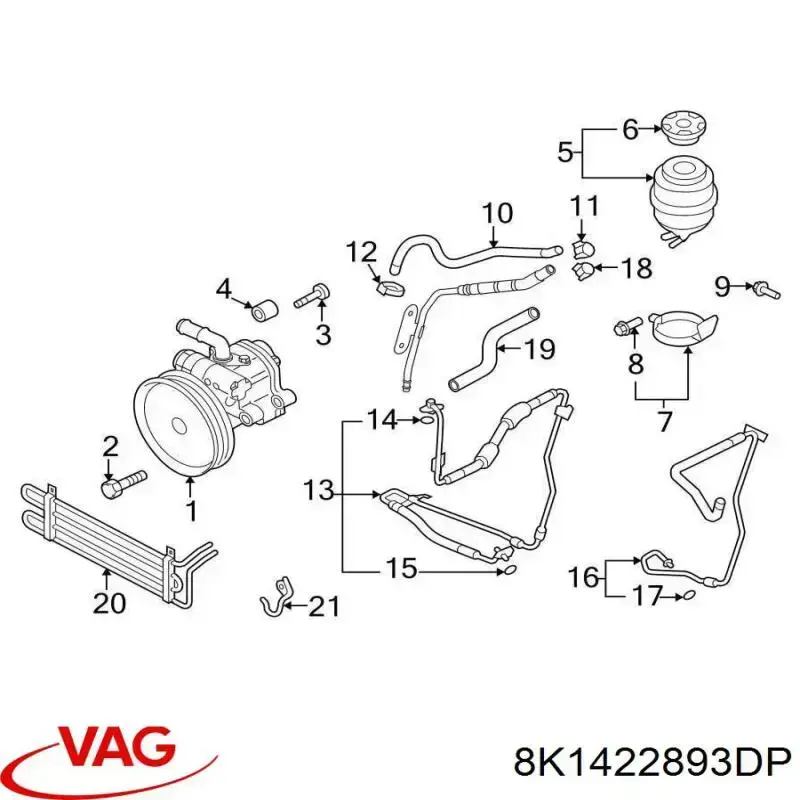 Manguera de alta presion de direccion, hidráulica 8K1422893CS VAG