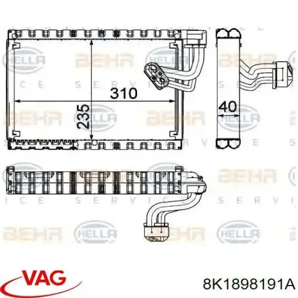 8K1898191A VAG evaporador, aire acondicionado