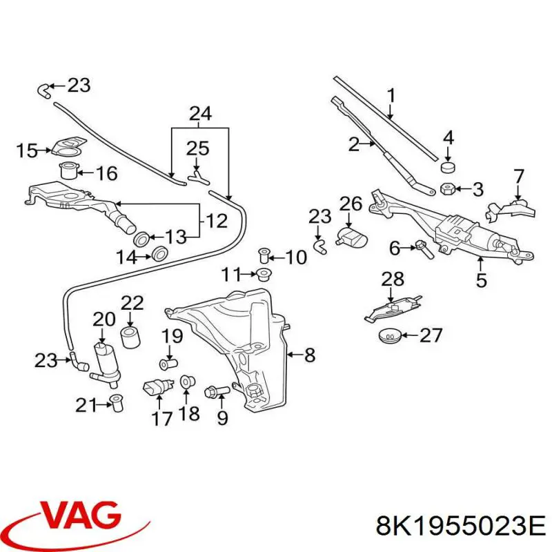 Varilla de limpiaparabrisas 8K1955023E VAG