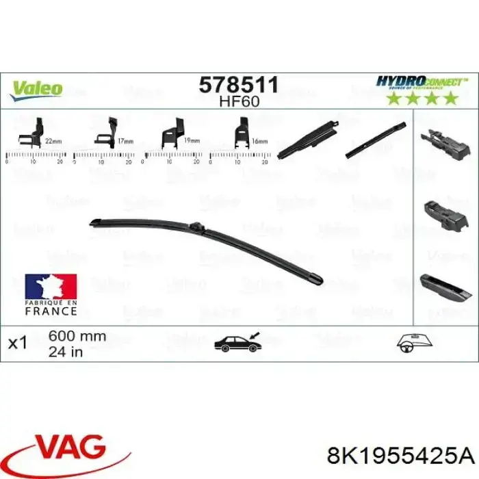 Escobilla del limpiaparabrisas del lado del conductor VAG 8K1955425A precio, desde 19,10 EUR