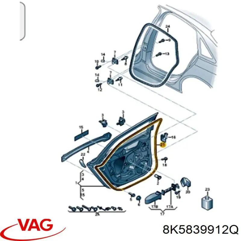 Comprar 8K5839912Q VAG Junta de puerta trasera derecha