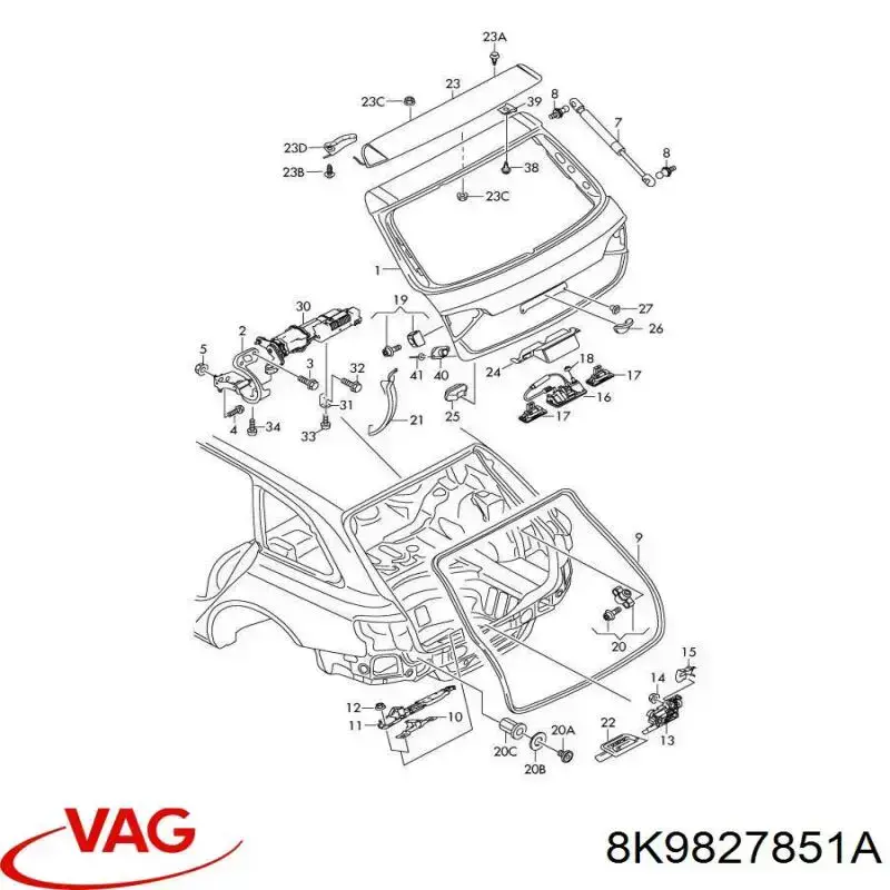 8K9827851A VAG Amortiguador de porton
