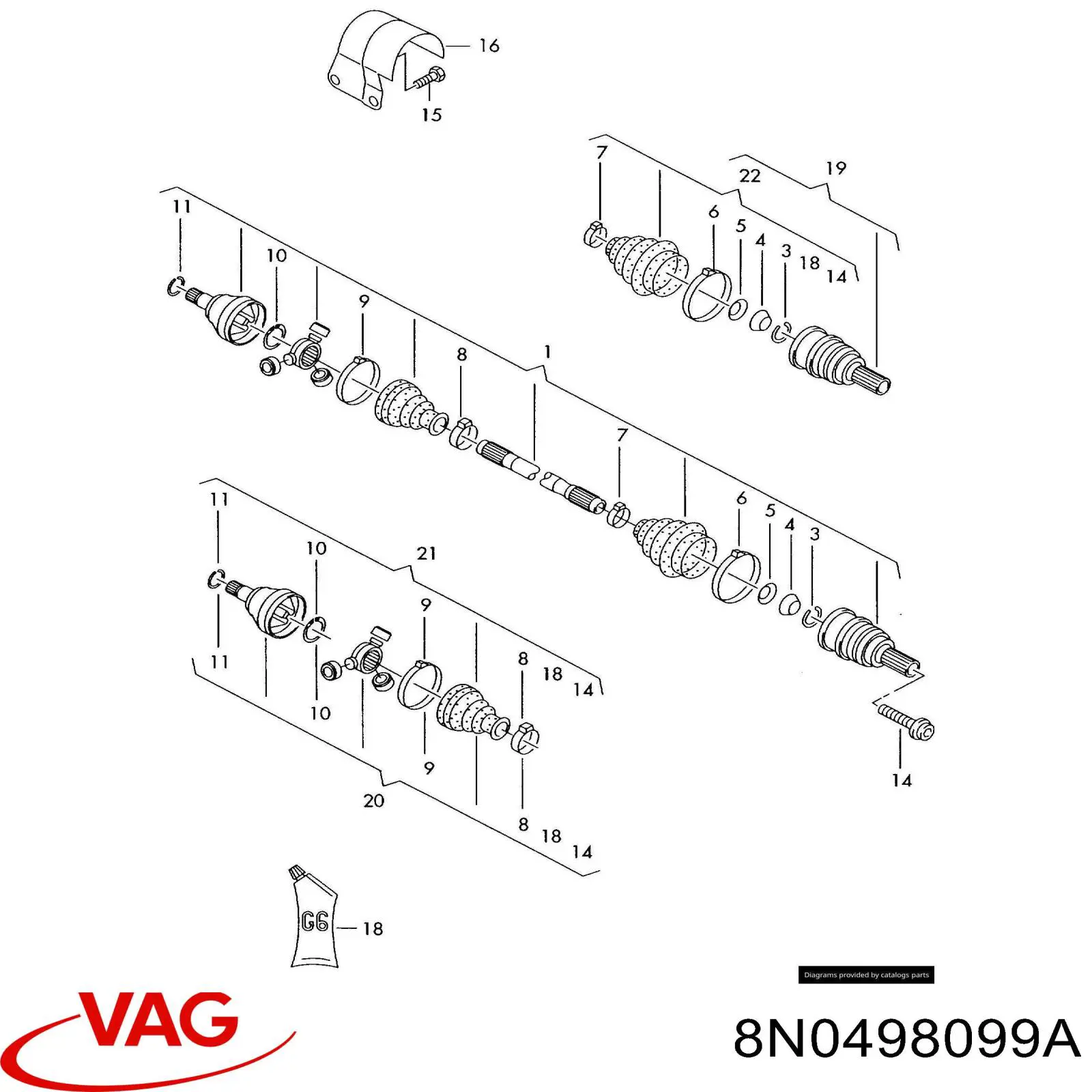 Junta homocinética exterior delantera VAG 8N0498099