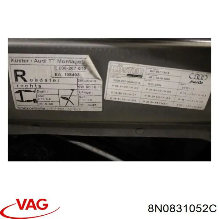 Puerta delantera derecha 8N0831052C VAG