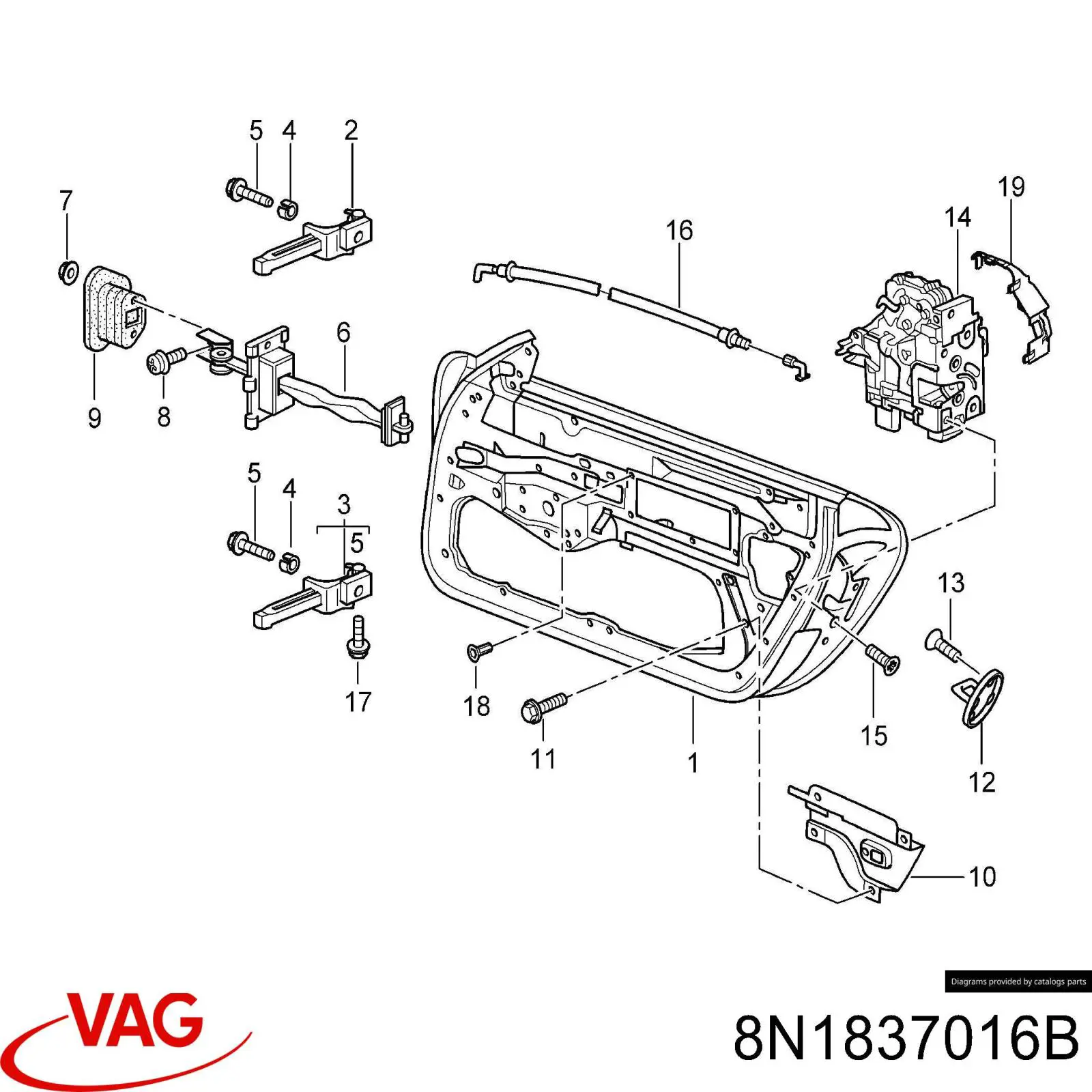 8N1837016B VAG cerradura de puerta delantera derecha