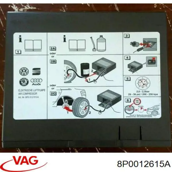 Comprar 8P0012615A VAG Compresor de inflado de neumáticos