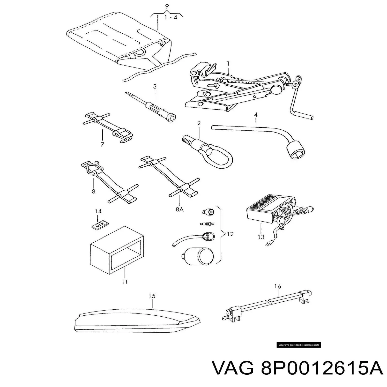 Compresor de inflado de neumáticos 8P0012615A VAG