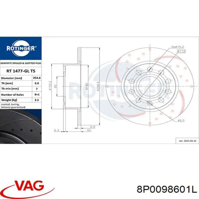  VAG 8P0098601L precio, desde 220,84 EUR